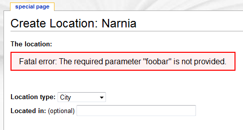 Semantic Maps reporting a fatal error in a map form input.
