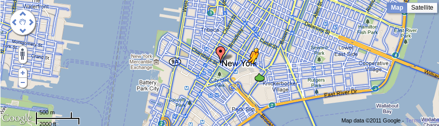 Google Maps v3 map showing a part of New York City