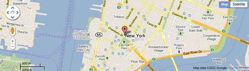 Google Maps v3 map showing a part of New York City