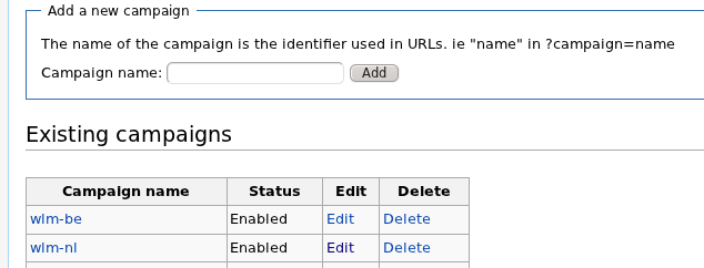 Upload campaign management interface Upload campaign management interface